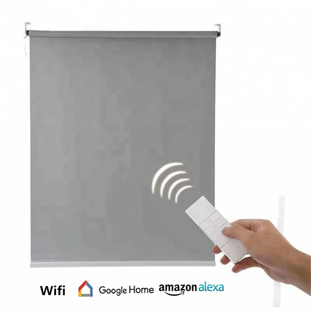 Motorized Electric Auto Blackout Roller Blinds Wireless Rechargeable Blind Shade Remote Voice Control Window Shades Smart Alexa Google Home Compatible 2