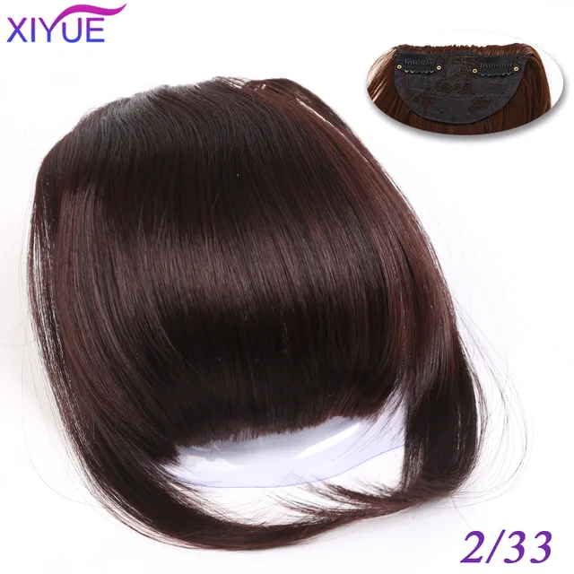 Black/Light Brown Clip In Hair Bangs Hairpiece Accessories Synthetic Fake Bangs Clip In Hair Extensions Clip In Hair Pieces WL47