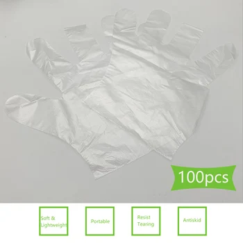 

100Pcs Disposable Gloves Transparent Clear Thicken Flexible Protective Gloves guantes desechables for Kitchen Cooking CleaningPE
