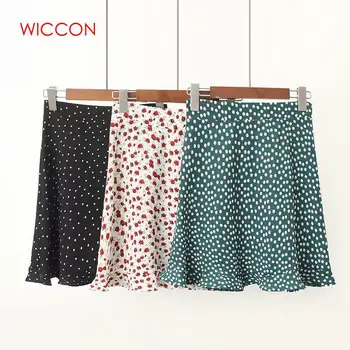 

Summer New High Waist A-Line Mini Skirt Floral Polka Dot Print Ruffles Skirt Sexy Streetwear Korean Fashion Cute Faldas