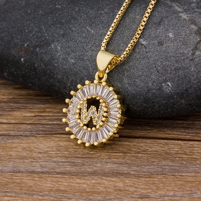 Sale Women Girls Initial Letter Necklace 26 Letters Charm Gold Name Necklace Pendant Top Quality Copper Zircon Jewelry Gift