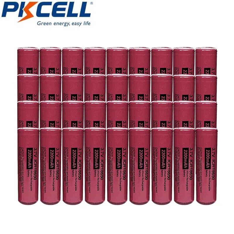 50 шт. PKCELL литий-ионный аккумулятор 18650 Батарея 3 7 v 2200 мА/ч ICR18650 литий