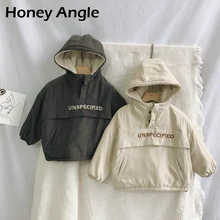 Honey Angle/зимняя куртка для мальчиков и девочек; Детские пальто с капюшоном и длинными рукавами; милая хлопковая верхняя одежда в Корейском стиле; милая одежда для малышей; топы