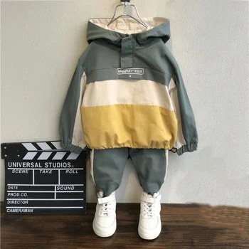 

Boys Sports Set Spring Autumn Casual Color matching Toddler boys Pants Coat Children Clothing Set Kids Tracksuit For Teen Boys