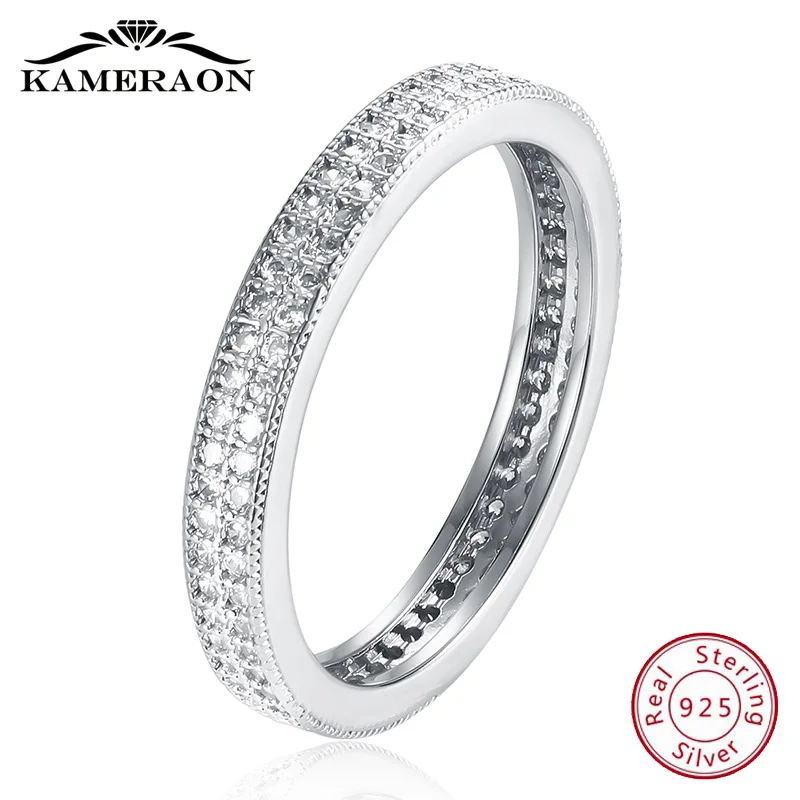 925-Sterling-Silver Rings Jewelry Rhinestones Dainty Minimalism Womens Circular Full-Zirco