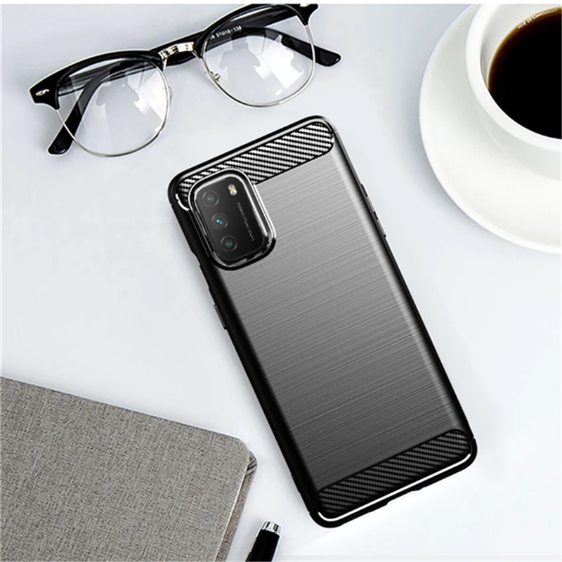 

For Xiaomi Poco M3 Case Carbon Fiber Shockproof Soft Silicone Cover for Xiaomi Poco X3 NFC Poco F2 Pro for Redmi 9 9A 9C Mi 10T