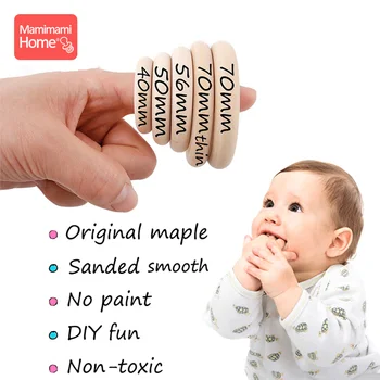 

20pc 70/55/50/40mm Wood Teether Rings Smooth Surface Natural Wooden Rodent Baby Teething Rings Toys DIY Making Baby Teether Toys