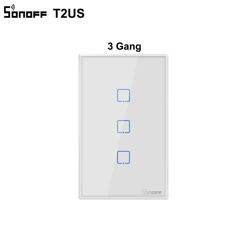 SONOFF T2 TX US/UK/EU 433 RF/Voice/APP дистанционное управление с рамкой Умный дом Wifi сенсорный настенный переключатель базовый с Alexa Google - Комплект: Sonoff T2 US 3 Gang