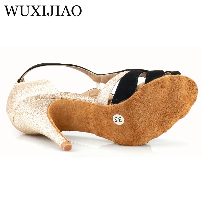 Printing Women's Latin Dance Shoes National Standard Dance Shoes Party Square Soft Sole 9cm women dance shoes,salsa dance shoes