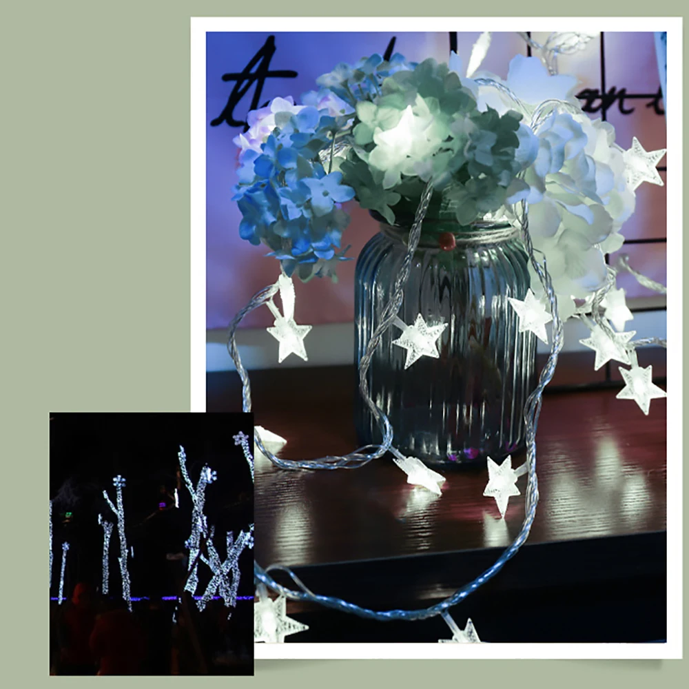 10-20LED Star Light String Twinkle Garlands Battery Powered Christmas Lamp Holiday Party Wedding Decorative Fairy Lights 2