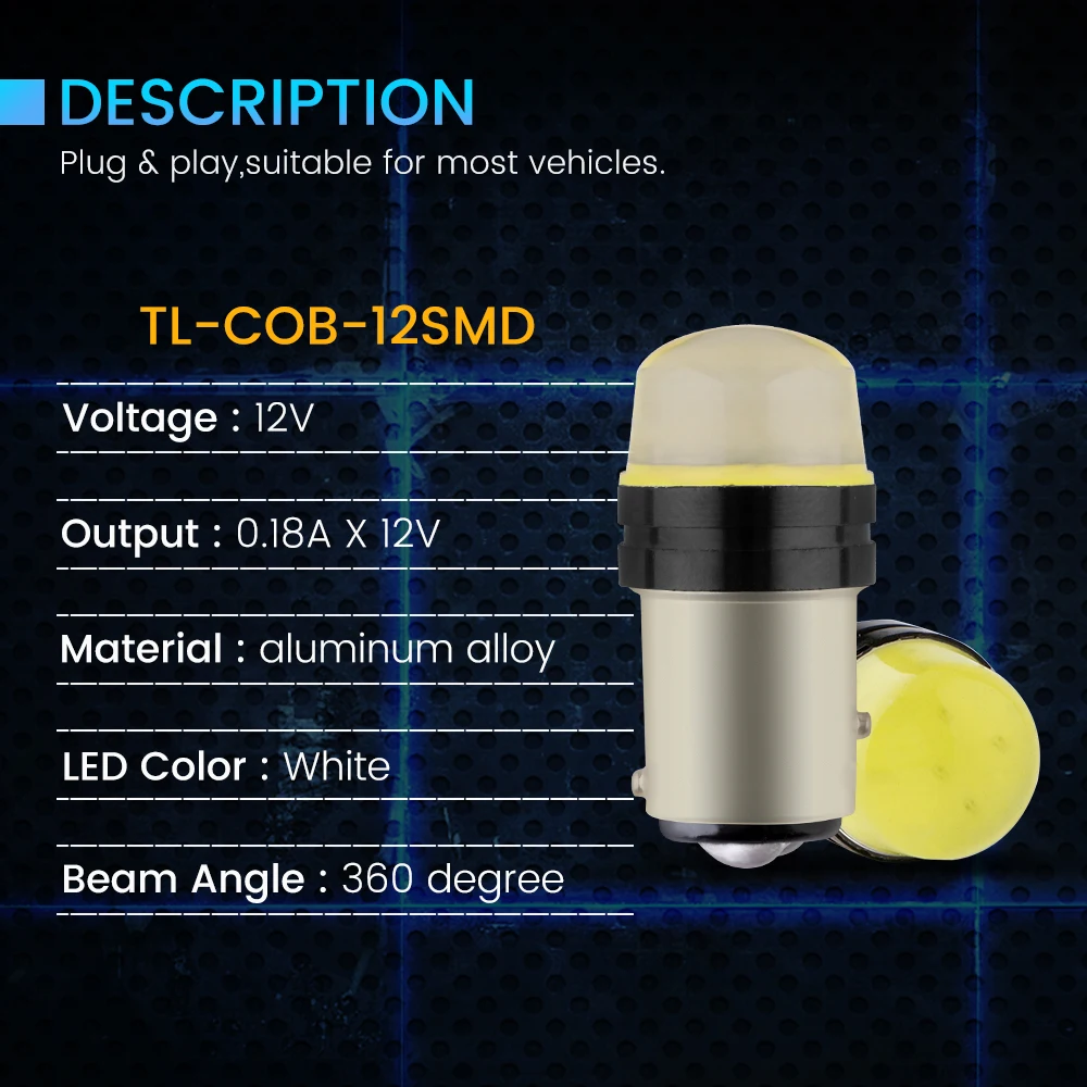 YM E-Bright, 50 шт в наборе, Автомобильный светодиодный светильник с 1156 BA15S BAU15S PY21W 1157 BAY15D COB 12 SMD поворота светильник сзади авто лампы; цвета белый, желтый, красный