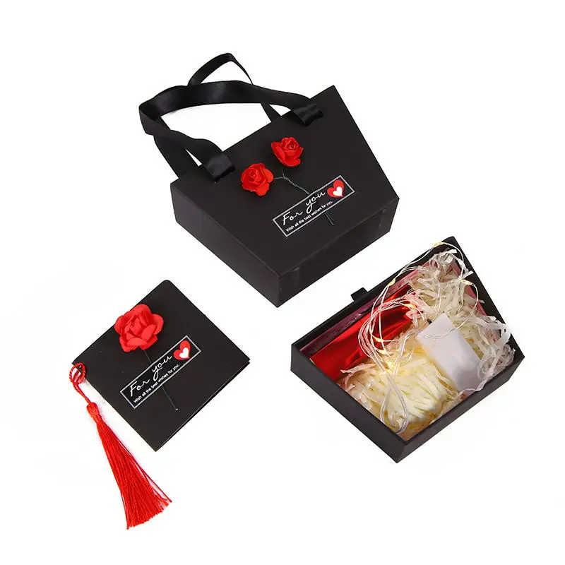 

DIY Festival Gift packaging Lipstick perfume Box Women jewelry display organizer box romantic rose flower couple Anniversary box