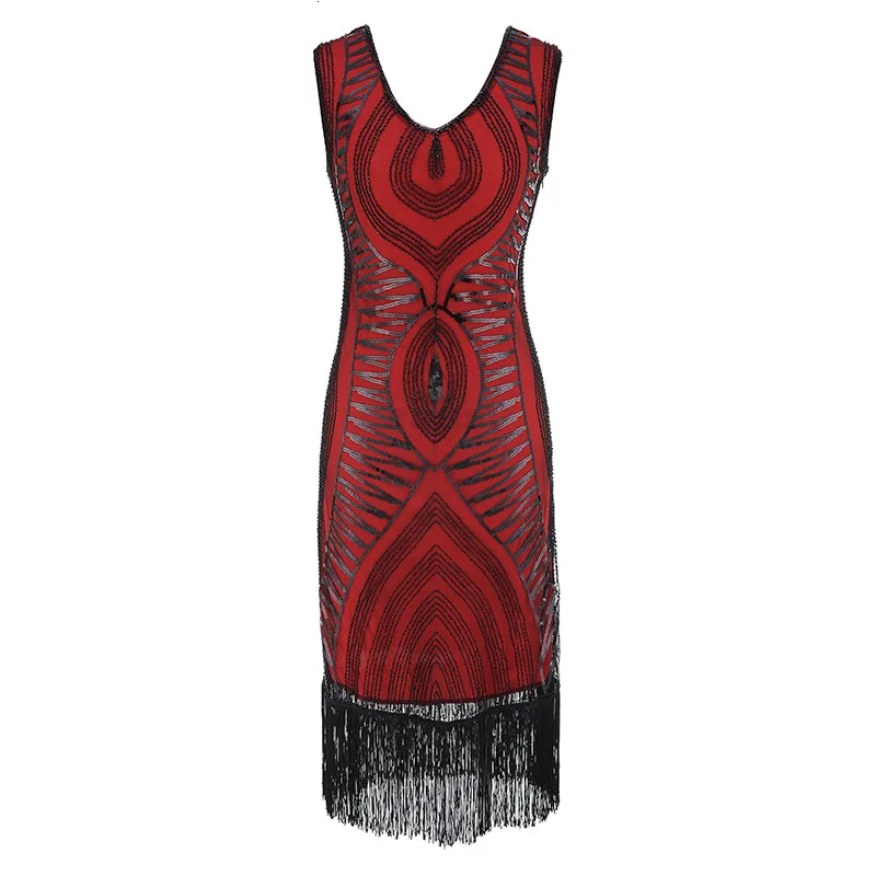 1920s Diamond Sequined Embellished Fringed Great Gatsby Flapper Dress Women Sleeveless Retro Midi Party Dress Ukraine Vestido (3)