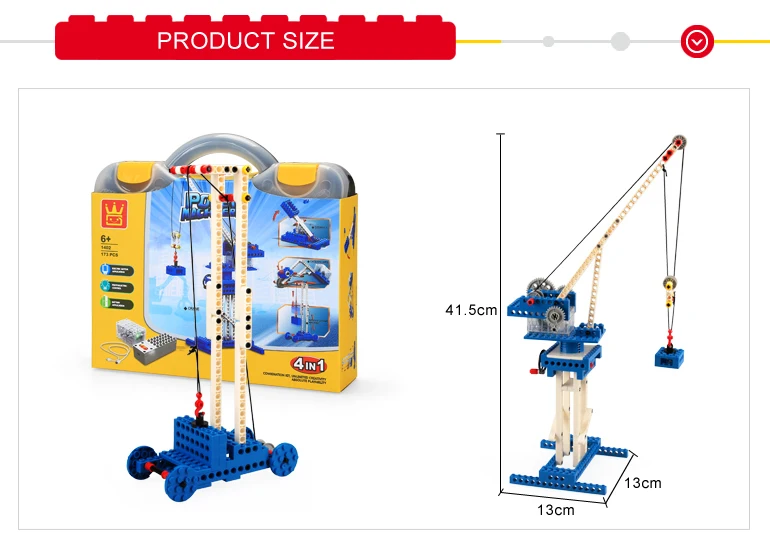 Wange Educational Machinery   blocks Toys set Terminal Crane 4 In 1 For Boys Kids
