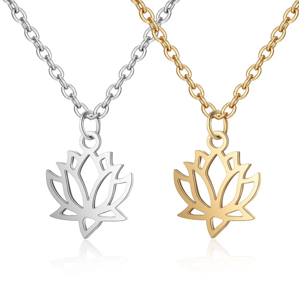 

Hot Sales Stainless Steel Lotus Necklace Women's Popular Versitile Fashion Accessories Flower Pendant