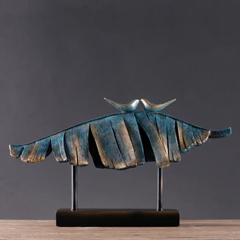 

Creative Two Little Birds Standing On Banana Leaves Statue Home Decor Crafts Room Objects Animal Office Resin Figurines Gifts