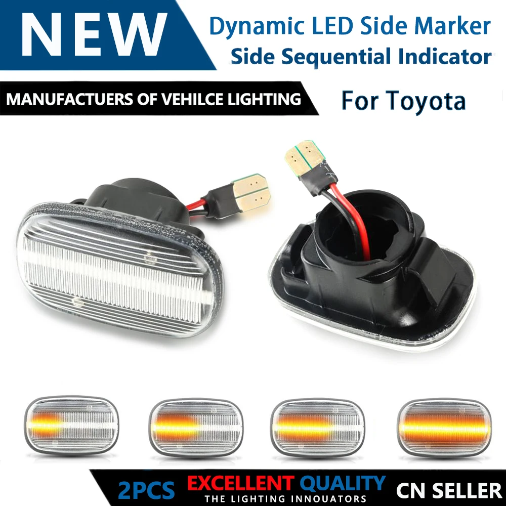 2 pcs Led Dynamic Side Marker Turn Signal Lights For Toyota Corolla