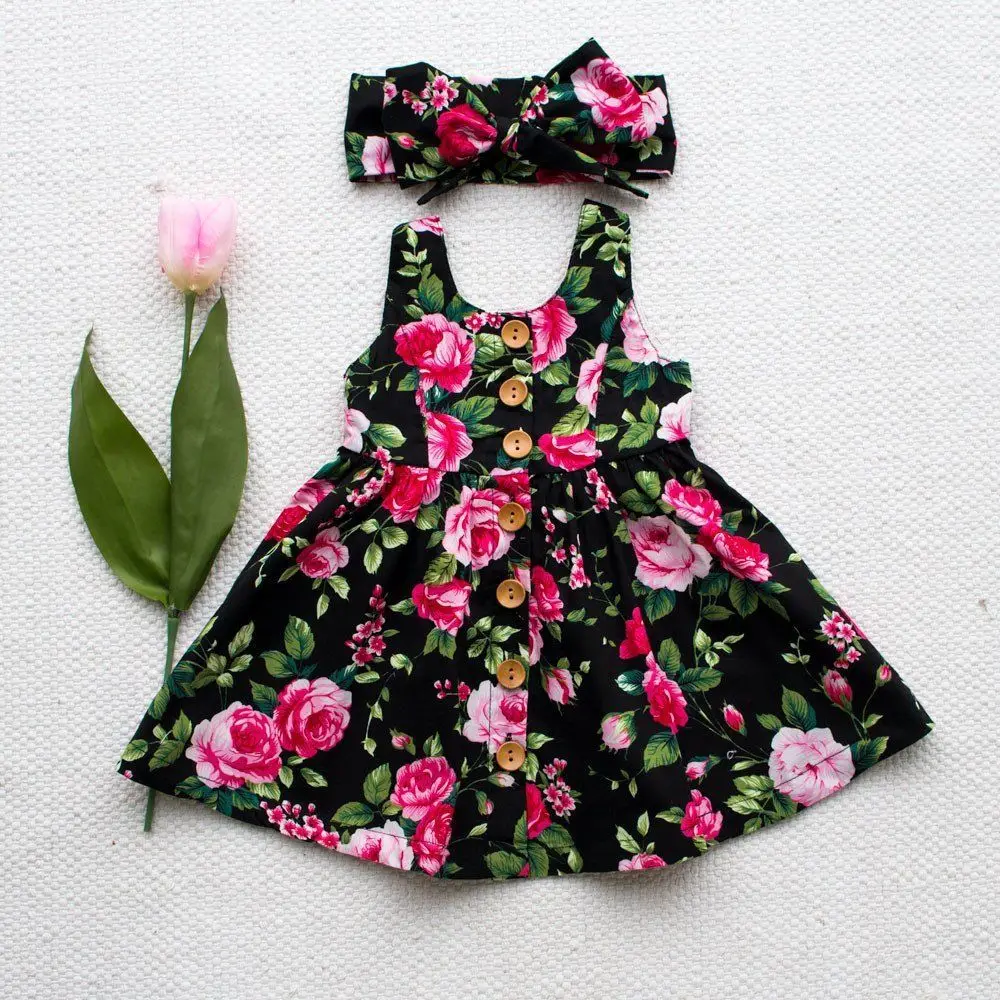 Летнее платье с цветочным рисунком для маленьких девочек, вечерние платья принцессы, От 0 до 4 лет