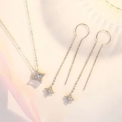 IU же 2шт/1 комплект ожерелье+ серьги Делуна гостиничный телевизор драма корейская модная Ювелирная цепочка подарок на день Святого Валентина - Окраска металла: JN0435-2pcs set