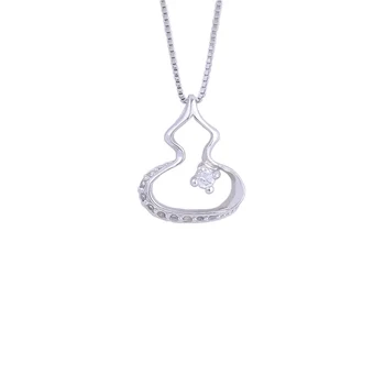 

925 Sterling Silver Zircon Gems Round Gourd Necklaces For Women Crystal Geometry Pendants Party Fashion Jewelry Gifts