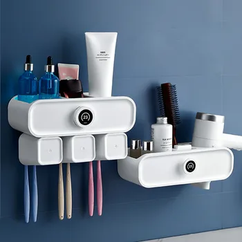 

1PCS Hole-Free Bathroom Storage Rack Bathroom Wall-Mounted Gargle Cup Toothbrush Storage Rack Toilet Tissue Box