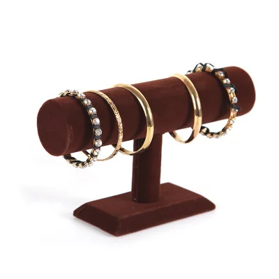 Qingwen портативный бархатный/из искусственной кожи браслет ожерелье дисплей стенд держатель часы ювелирные изделия Организатор Т-бар стойки