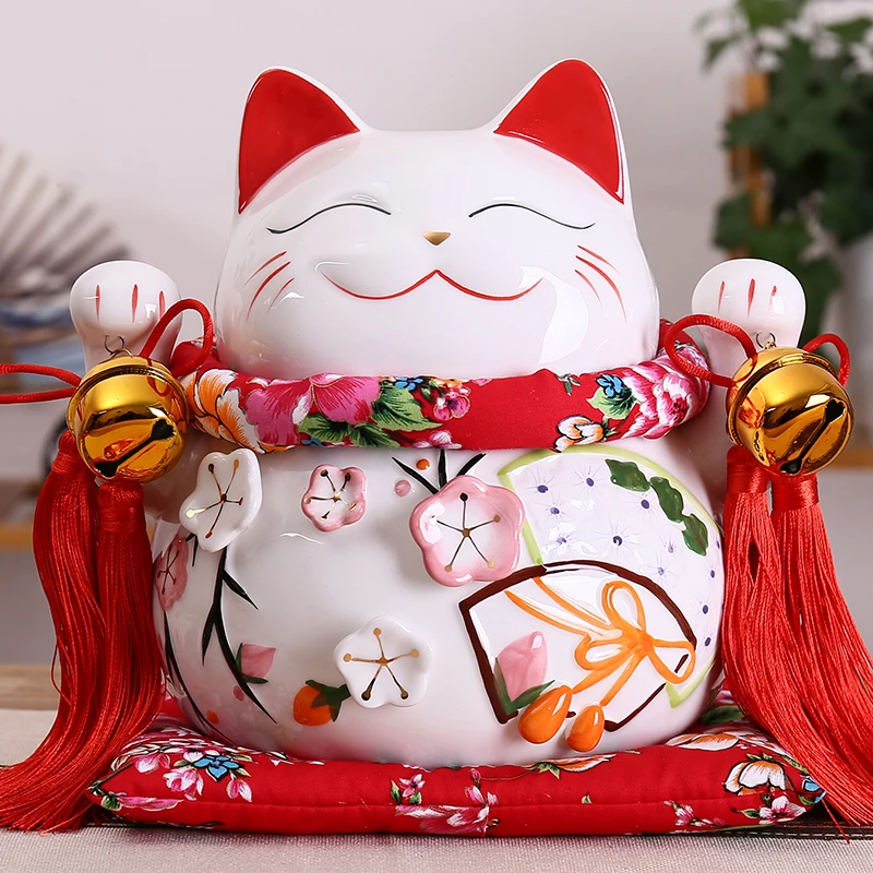 X3 Maneki Neko Lucky Ceramic Fortune Cats Pendant Red Rope Bracelets Fengshui ~ 