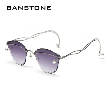 

BANSTONE Fashion Rimless Cat Eye Sunglasses Women Brand Summer New Style Sun Glasses High Grade Ladies Travel UV400 Shades