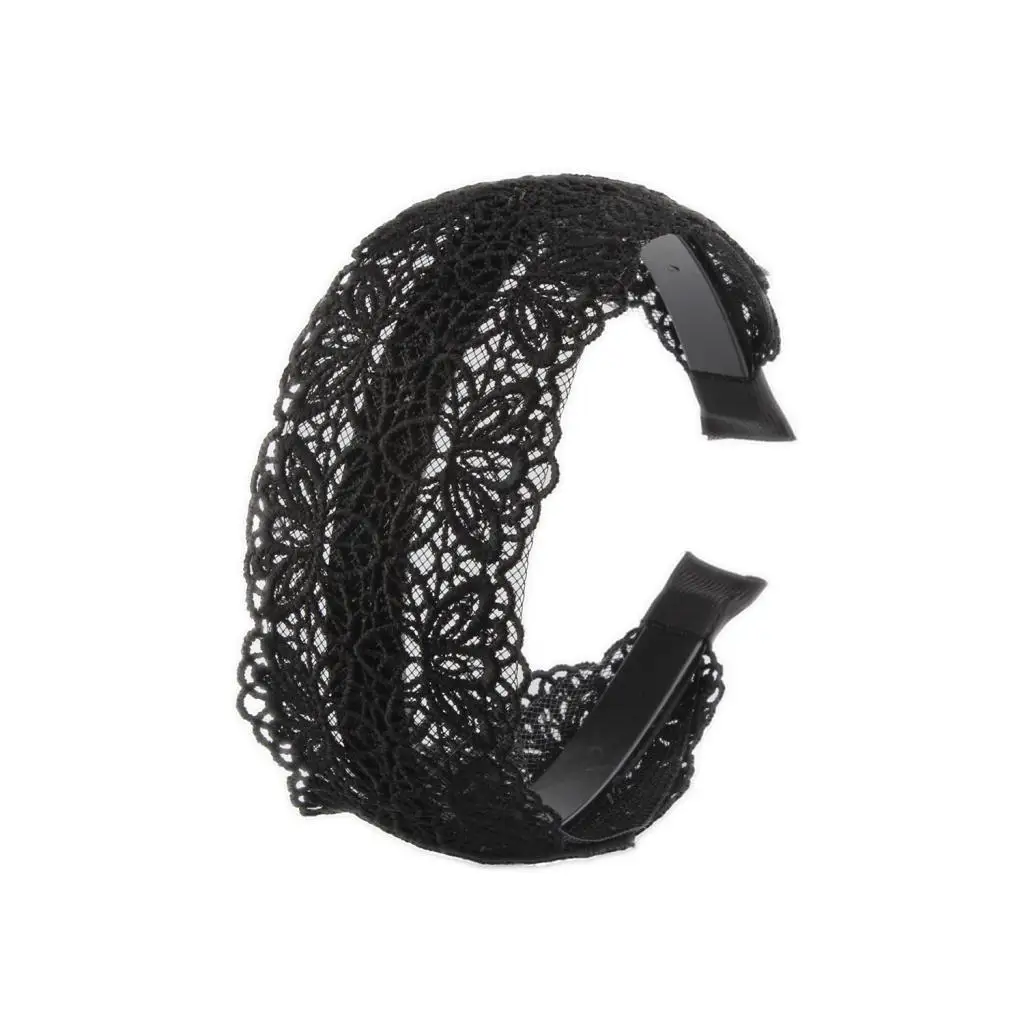 Women's Gothic Black Lace Headband Flower Hair Hoop Hairband Vintage Elastic