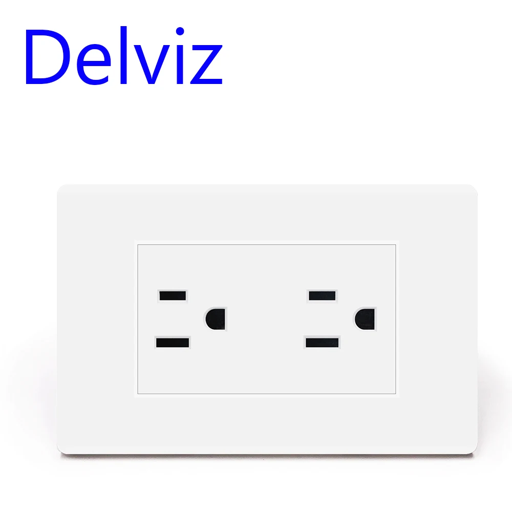 DelvizUSStandardPowerSocketAmericanplugwallconnectorAC110250VWhiteSimpleStyle