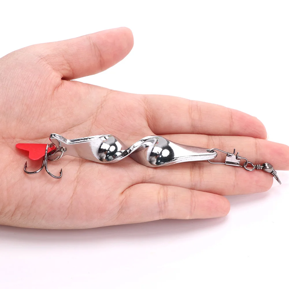 

TREHOOK 14g 21g Rotating Spinner Spoon Bait Fishing Lures Trout Spoon Sliver Metal Wobblers pike Fihsing Tackle Treble Hook