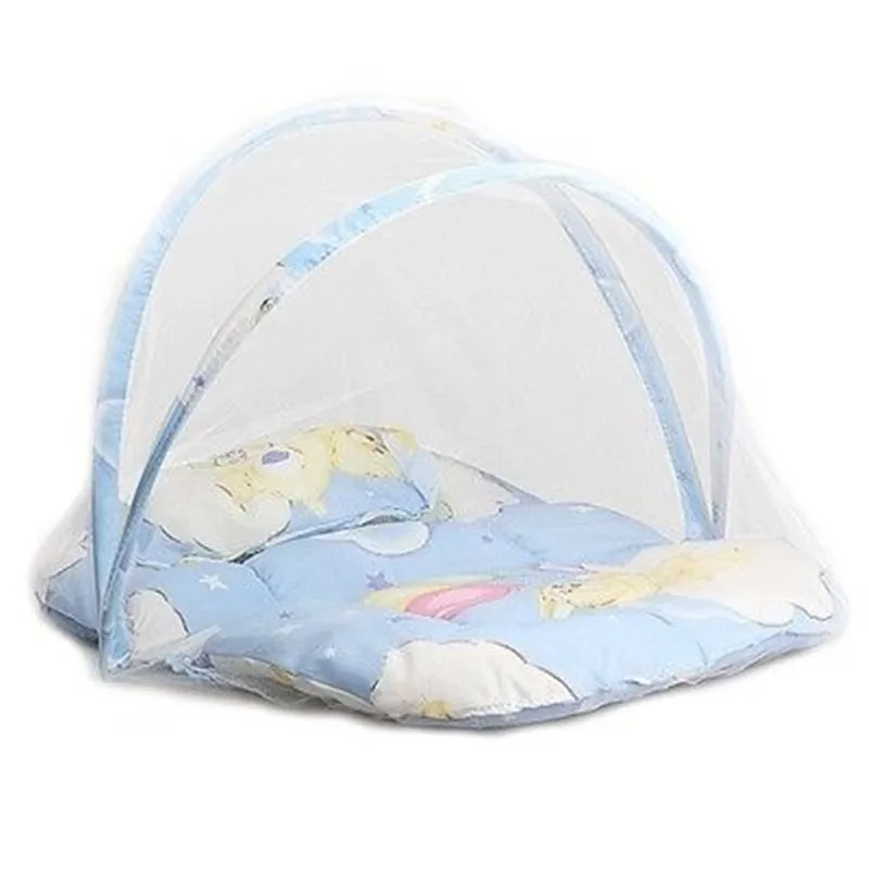 НОВЕЙШАЯ портативная складная детская кровать в горошек на молнии, москитная сетка, палатка, маленькая портативная складная детская москитная сетка - Цвет: Синий