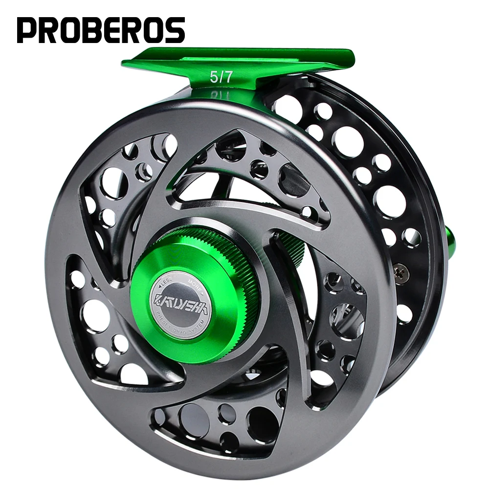 

PROBEROS Fly Fishing Reel 5/7-7/9-9/10 WT Fishing Wheel Aluminum Lightweight Fly Reel CNC Machine Cut Large Arbor Die Casting