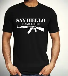 Футболка Scarface с надписью «Hello To My Little Friend», новый черный подарок, топ для мужчин S-XXL, хлопковая футболка, хлопок, на заказ