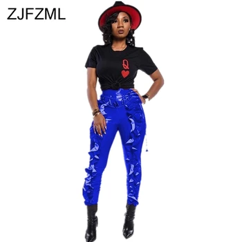 

Sexy Ruffles Patchwork PU Leather Pants Women High Waist Solid Shinning Skinny Trousers Streetwear Plus Size Winter Sweatpants