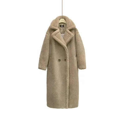 Зимнее Новое коричневое шерстяное пальто с мишкой Тедди Женская куртка из искусственного меха свободные пальто средней длины женское толстое теплое пальто CA6573 - Цвет: khaki