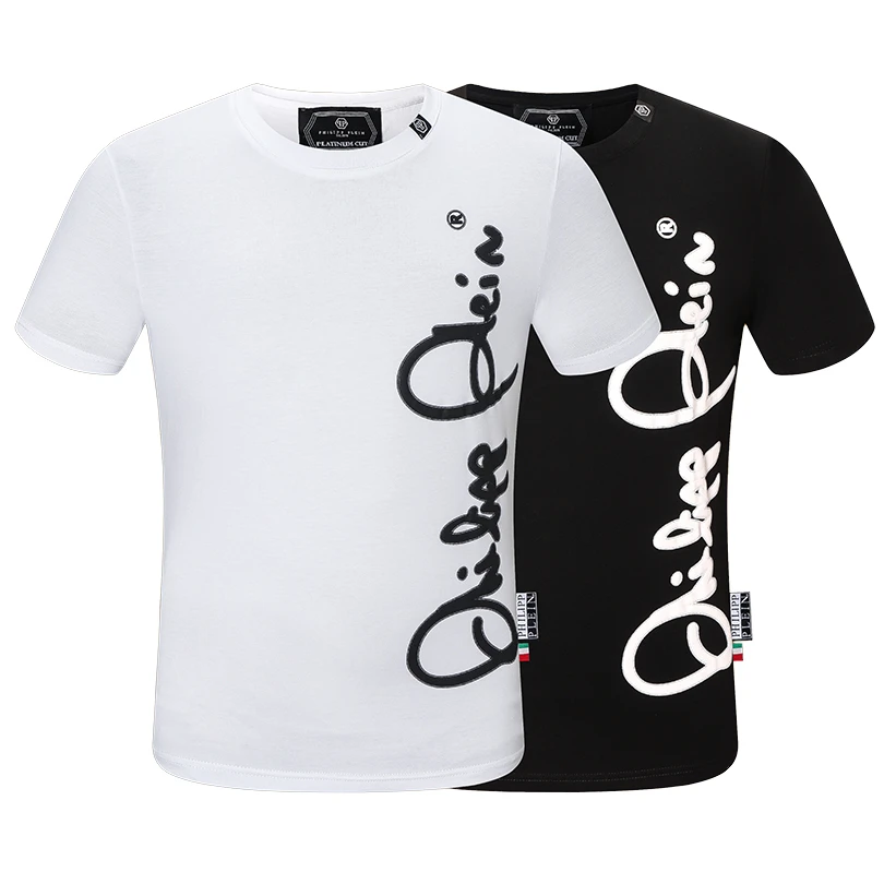 Camiseta moda de marca Plein, camiseta de manga con informal, camisetas de calle europeas y americanas|Camisetas| - AliExpress