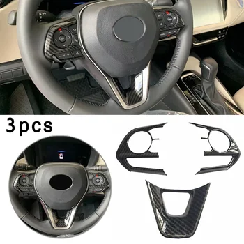 

3pcs Carbon Fiber Car Auto Steering Wheel Trim For 2019 Toyota Corolla Hatchback