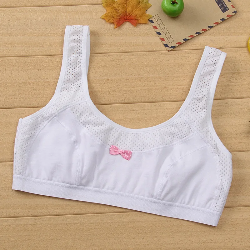 New Breathable Bra Solid Color Elastic Net Girl Underwear Girls  Developmental Student Sports No Steel Ring Underwear