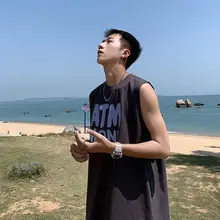 Chaleco de algodón para hombre, ropa exterior, Fina camiseta sin mangas que combina con todo, chaleco suelto, Camiseta deportiva de baloncesto, ropa techwear