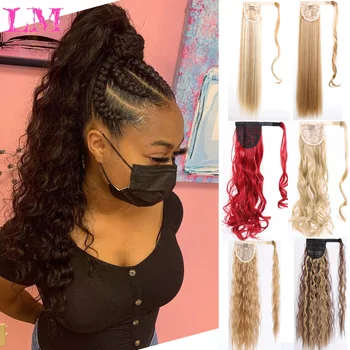 

LIANGMO Heat Resistant Synthesis 22" Long Straight Ponytail for Women Daily Use