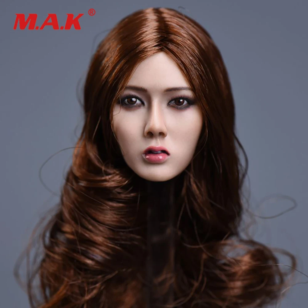 

1:6 Scale Female Head Sculpt Beauty Brown Hair Black Hair For 12" action Dolls