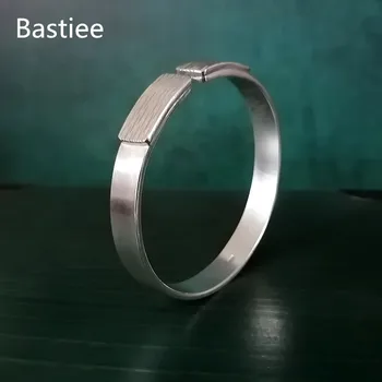 

Bastiee 999 Silver Bangle Bracelet Men Boyfriend Gift Luxury Jewelry Hmong Handmade Bangles Male Ethnic Vintage Punk Jewellery