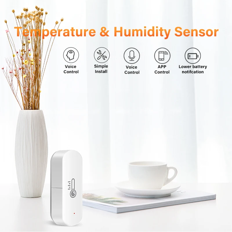 Tuya ZigBee Smart Temperature And Humidity Sensor Battery Powered Smartlife APP Remote Control Works With Alexa Google Assistant