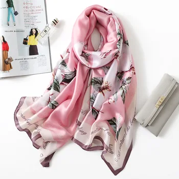 

Luxury Brand Spring Autumn New Style Silk Printed Shawl Fashion Warming Soft Scarf Women chiffon hijab scarves poncho winter