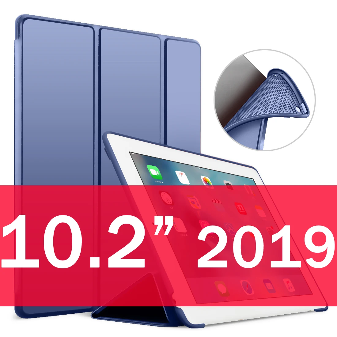 Для ipad air 2 Чехол 9,7 Funda для ipad 10,2 чехол силиконовый мягкий чехол для задней панели из искусственной кожи умный чехол для ipad 6-го поколения Чехол - Цвет: 10.2 Dark blue