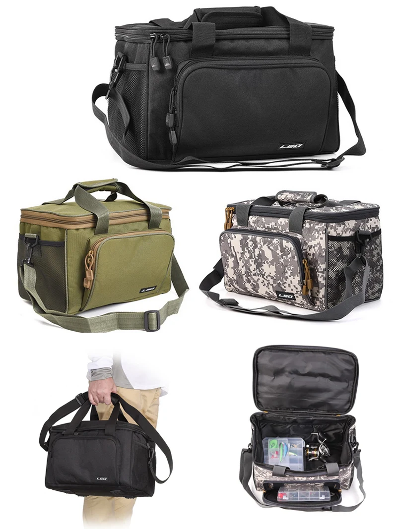 YLEO Bolsa de Pesca portortil multifunción lona segnuelo de Pesca carrete hombro cintura mochila bolsa para carpa Pesca 37*25*25 см