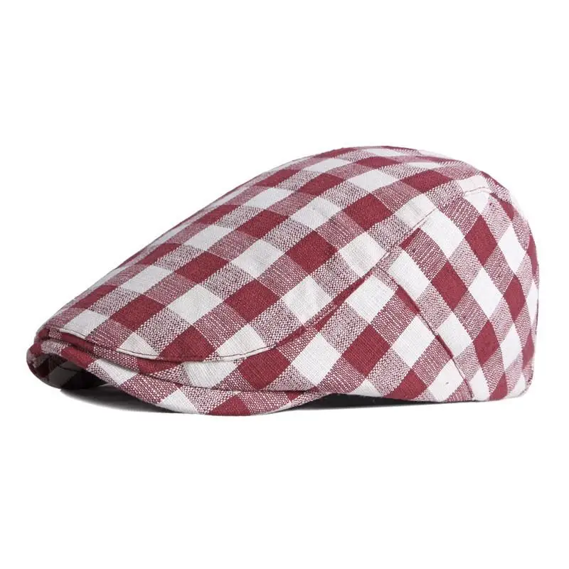 

2021 Cotton four seasons solid color plaid Newsboy Caps Flat Peaked Cap Men and Women Painter Beret Hats 64