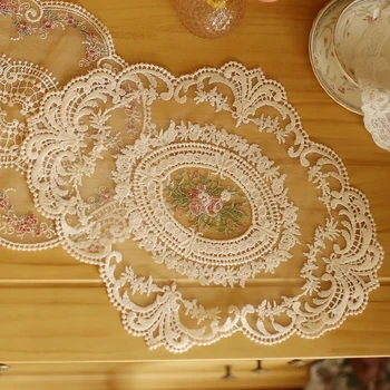 

Vintage Lace Tablecloth Romantic Embroidered Pastoral Table Mat Wedding Party Decoration Lace Table Cloth