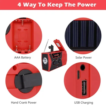 

Emergency Solar Hand Crank Radio with AM/FM LED Reading Lamp SOS Alarm LFX-ING